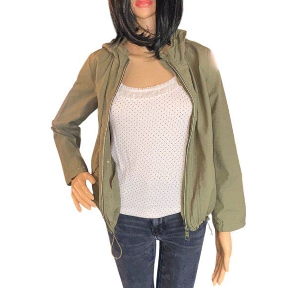 J.Crew Womens Hooded Windbreaker Cropped Jacket Size XXS Olive Green - Picture 3 of 9